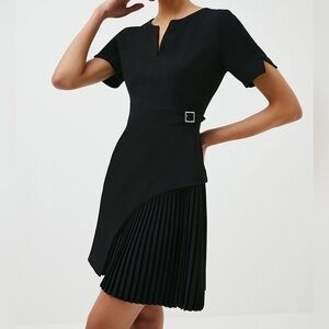 Karen Millen size 6 Tailored Military Pleat Short Sleeve Mini Dress